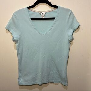 Lilly Pulitzer Blue V-Neck Short Sleeve T-Shirt Size Large